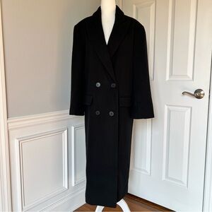 ASOS Black Double-Breasted Long Coat. Size 0